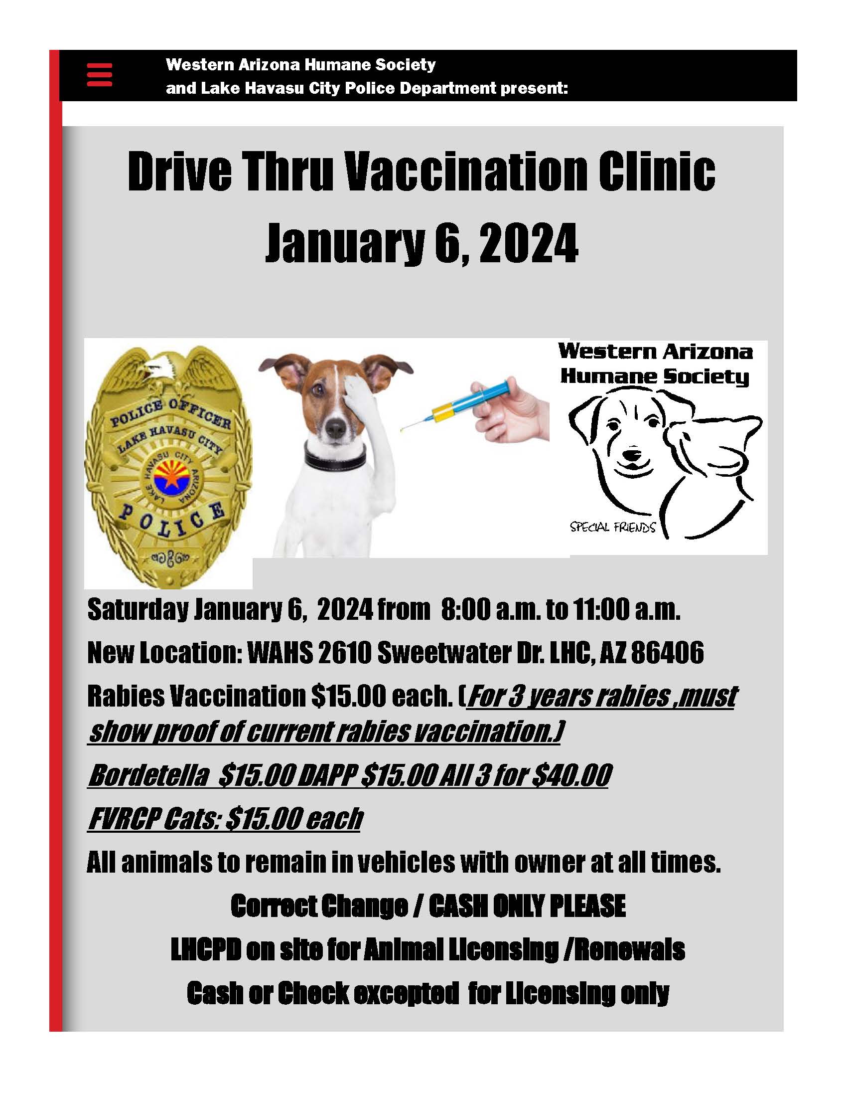 Drive Thru Vaccination / Licence Clinic